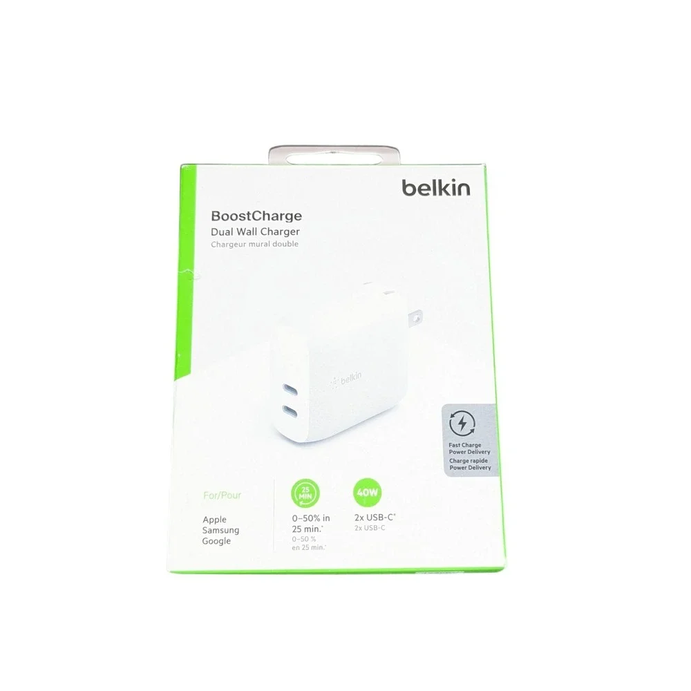 Aa3N Belkin BoostCharge‎ (20W) Dual USB-C with (40W) Stand Alone Wall Charger